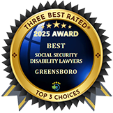 Three Best Rated | 5 star 2025 Award | Best Social Security Disability Lawyers | Greensboro | Top 3 Choices